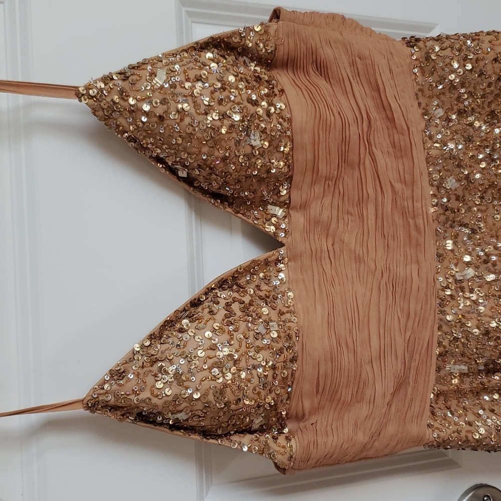 Scala Sparkle Gold Prom/Homecoming Formal Dress in Size Small EUC - Picture 3 of 5